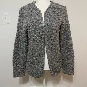 Harrington Square women's L open front popcorn texture wool blend cardigan EUC